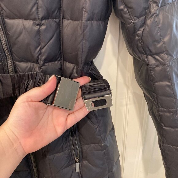 Laundry By Shelli Segal Puffer Down Black Sz XS Belted Coat Jacket Hood Quilted - Picture 10 of 13